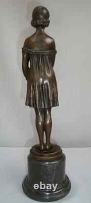 Statue Sculpture Girl Innocence Art Deco Art Nouveau Style Massive Bronze
