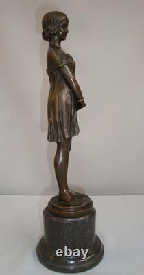 Statue Sculpture Girl Innocence Art Deco Art Nouveau Style Massive Bronze