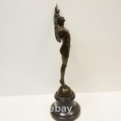 Statue Sculpture Icarus Angel Nude Art Deco Style Art Nouveau Solid Bronze