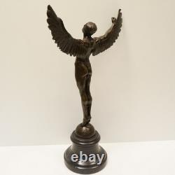 Statue Sculpture Icarus Naked Angel Art Deco Art Nouveau Massive Bronze