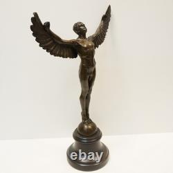 Statue Sculpture Icarus Naked Angel Art Deco Art Nouveau Massive Bronze