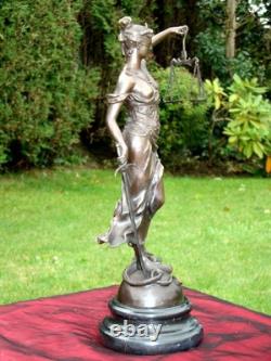 Statue Sculpture Justice Themis Art Deco Art Nouveau Style Bronze Massif