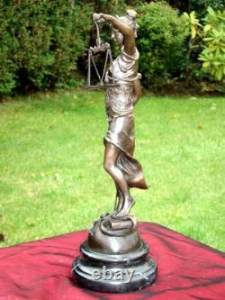 Statue Sculpture Justice Themis Art Deco Art Nouveau Style Bronze Massif