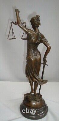 Statue Sculpture Justice Themis Art Deco Art Nouveau Style Massive Bronze