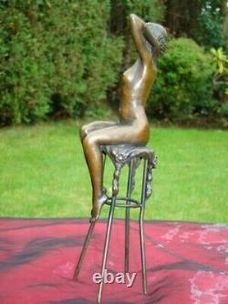 Statue Sculpture Lady Nue Sexy Style Art Deco Style Art Nouveau Bronze Mas
