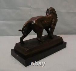 Statue Sculpture Lion Animalier Style Art Deco Style Art Nouveau Solid Bronze