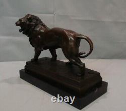 Statue Sculpture Lion Animalier Style Art Deco Style Art Nouveau Solid Bronze