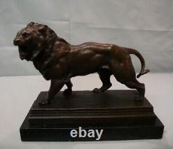 Statue Sculpture Lion Animalier Style Art Deco Style Art Nouveau Solid Bronze