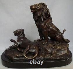 Statue Sculpture Lion Lion Animal Style Art Deco Style Art Nouveau Bronze M