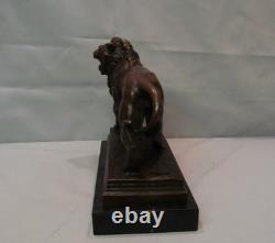 Statue Sculpture Lion in Animalier Style, Art Deco Style, Art Nouveau, Solid Bronze S