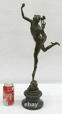 Statue Sculpture Mercury Art Deco Style Art New Style Bronze Font Signed