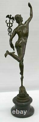 Statue Sculpture Mercury Art Deco Style Art New Style Bronze Font Signed