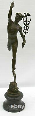 Statue Sculpture Mercury Art Deco Style Art New Style Bronze Font Signed