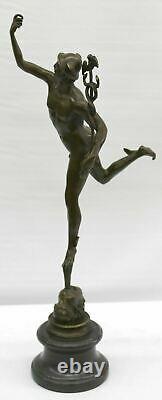 Statue Sculpture Mercury Art Deco Style Art New Style Bronze Font Signed