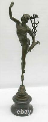 Statue Sculpture Mercury Art Deco Style Art New Style Bronze Font Signed