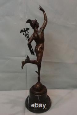 Statue Sculpture Mercury Nude Art Deco Style Art Nouveau Massive Bronze Sign