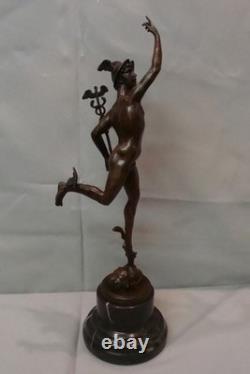 Statue Sculpture Mercury Nude Art Deco Style Art Nouveau Massive Bronze Sign
