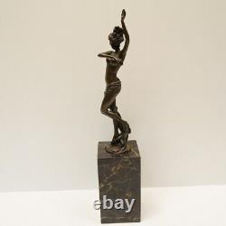 Statue Sculpture Nude Dancer Sexy Pin-up Style Art Deco Style Art Nouveau Bronze