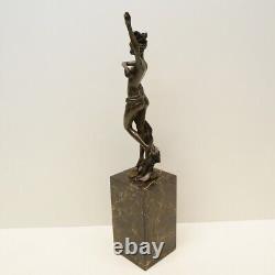 Statue Sculpture Nude Dancer Sexy Pin-up Style Art Deco Style Art Nouveau Bronze