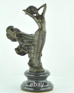 Statue Sculpture Nude Dancer Sexy Style Art Deco Art Nouveau Bronze Massif