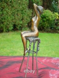 Statue Sculpture Nude Sexy Lady Art Deco Style Art Nouveau Bronze Mask