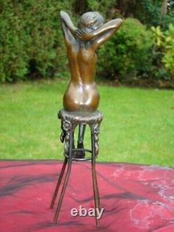 Statue Sculpture Nude Sexy Lady Art Deco Style Art Nouveau Bronze Mask