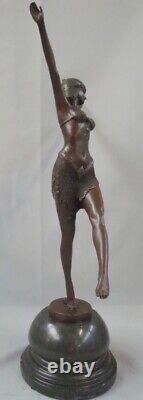 Statue Sculpture Palmyre Sexy Style Art Deco Style Art Nouveau Solid Bronze Sig