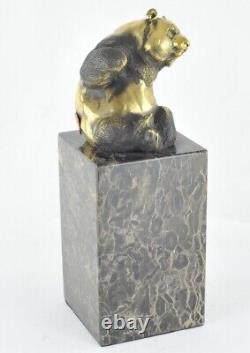 Statue Sculpture Panda in Animalier Style Art Deco Style Art Nouveau Solid Bronze