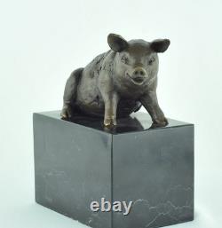 Statue Sculpture Pig Animal Style Art Deco Style Art Nouveau Solid Bronze