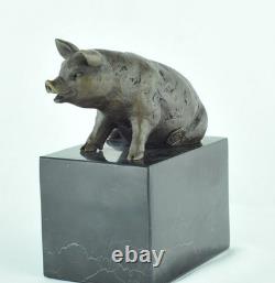Statue Sculpture Pig Animal Style Art Deco Style Art Nouveau Solid Bronze