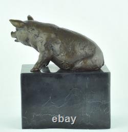 Statue Sculpture Pig Animal Style Art Deco Style Art Nouveau Solid Bronze