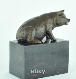 Statue Sculpture Pig Animal Style Art Deco Style Art Nouveau Solid Bronze