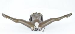 Statue Sculpture Pin-Up in a Sexy Art Deco / Art Nouveau Style, Solid Bronze Signed