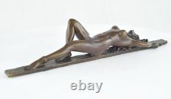Statue Sculpture Pin-Up in a Sexy Style, Art Deco / Art Nouveau Style, Solid Bronze Sign