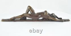 Statue Sculpture Pin-Up in a Sexy Style, Art Deco / Art Nouveau Style, Solid Bronze Sign