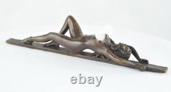 Statue Sculpture Pin-Up in a Sexy Style, Art Deco / Art Nouveau Style, Solid Bronze Sign