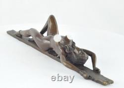 Statue Sculpture Pin-Up in a Sexy Style, Art Deco / Art Nouveau Style, Solid Bronze Sign