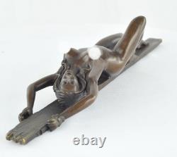 Statue Sculpture Pin-Up in a Sexy Style, Art Deco / Art Nouveau Style, Solid Bronze Sign