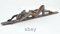 Statue Sculpture Pin-Up in a Sexy Style, Art Deco / Art Nouveau Style, Solid Bronze Sign