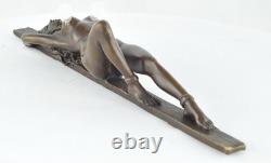 Statue Sculpture Pin-Up in a Sexy Style, Art Deco / Art Nouveau Style, Solid Bronze Sign
