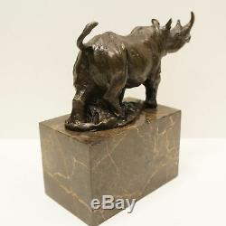 Statue Sculpture Rhinoceros Animal Style Art Deco Bronze Massive Sign