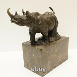 Statue Sculpture Rhinoceros Animalier Style Art Deco Massive Bronze Sign