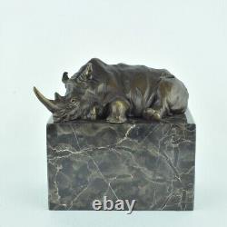 Statue Sculpture Rhinoceros in Animalier Style Art Deco Style Art Nouveau Bronze