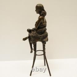 Statue Sculpture Sexy Young Woman Art Deco Art Nouveau Solid Bronze