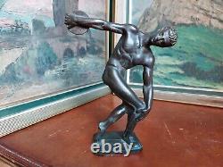 Statue Sculpture Subject Bronze Art Deco Discobol Antique Athlete Naked Green Skate