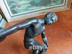 Statue Sculpture Subject Bronze Art Deco Discobol Antique Athlete Naked Green Skate