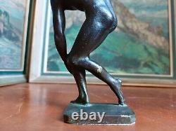 Statue Sculpture Subject Bronze Art Deco Discobol Antique Athlete Naked Green Skate
