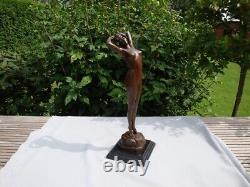 Statue Sculpture The Awakening Sexy Pin-up Nude Art Deco Art Nouveau Bronze