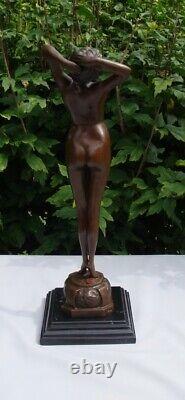 Statue Sculpture The Awakening Sexy Pin-up Nude Art Deco Art Nouveau Bronze