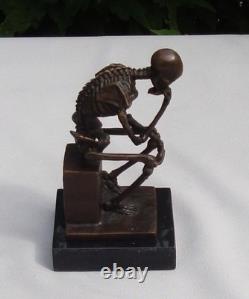 Statue Sculpture The Thinker Skeleton Art Deco Style Art Nouveau Style Bronze